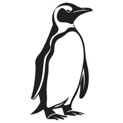 Penguin Silhouette Vector Art Illustration, Animal Isolated On White Background, Penguin Silhouette