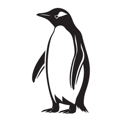 Penguin Silhouette Vector Art Illustration, Animal Isolated On White Background, Penguin Silhouette