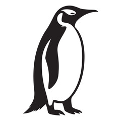 Obraz premium Penguin Silhouette Vector Art Illustration, Animal Isolated On White Background, Penguin Silhouette