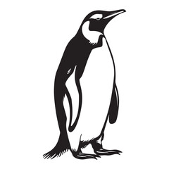 Penguin Silhouette Vector Art Illustration, Animal Isolated On White Background, Penguin Silhouette