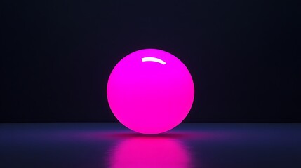 A single, glowing pink sphere on a dark background, reflecting light.