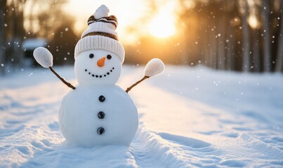 Obraz premium Cheerful Snowman in a Winter Wonderland