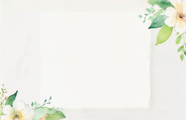 Watercolor floral frame with delicate flowers and an inside border frame, including copy space.