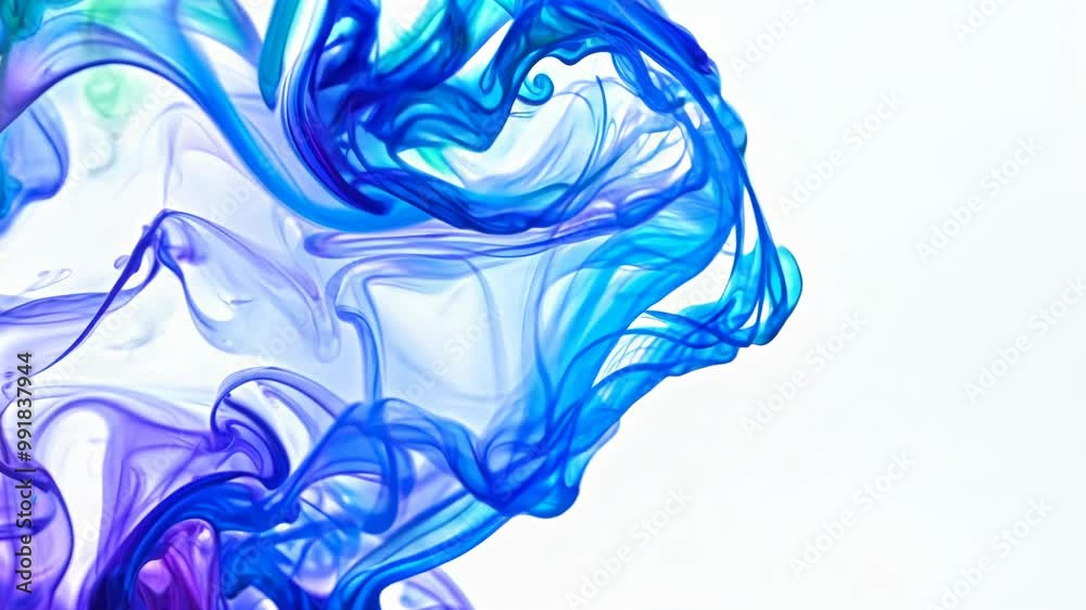 Poster ink or paint drop dissolving in water like a cloud. abstract paint swirls in motion on white backgro