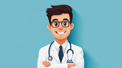 Fototapeta premium Friendly Male Doctor with Stethoscope and Smiling Face