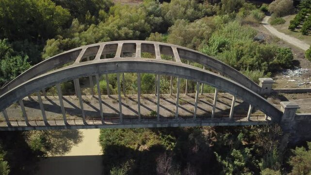 Aerial Perspective of Italy Historic Fascist-Era Bridge Architecture