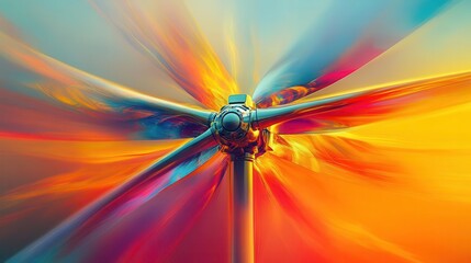 A bold frontal view of a futuristic wind turbine