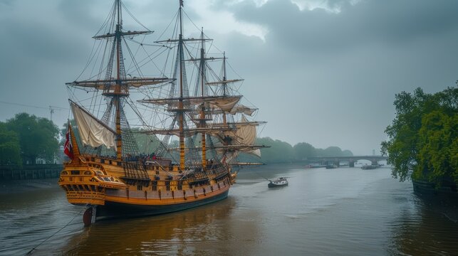 Golden Hinde Replica at St. Mary Overies Dock, showcasing the historic ship of Sir Francis Drake, a symbol of exploration and adventure