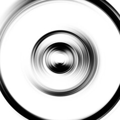 Black and white radial motion effect. Abstract rounded background. Grayscale curves and sphere.
