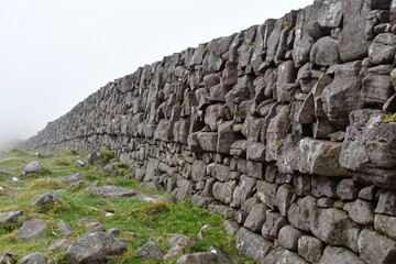 Stone wall in the mountains. Galty Mountains, Galtee Mountains, Co. Tipperary, Ireland