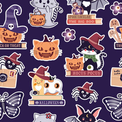 nahtloses Muster mit zauberhaften Kreaturen zu Halloween