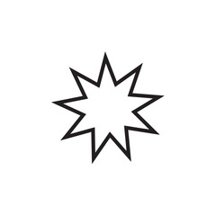 Obraz premium Bahai icon set. nine pointed baha vector symbol. persian star sign in black filled and outlined style.