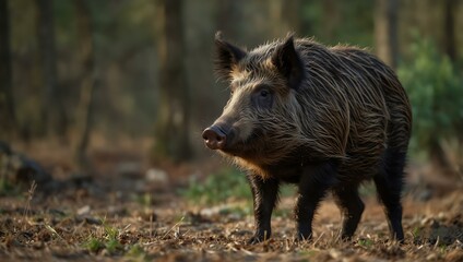 Wild boar in a natural setting.