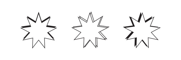 Bahai icon set. nine pointed Baha vector icon. Persian star symbol for UI designs.