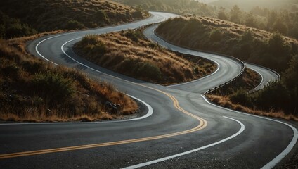 Winding road isolated against a white background.