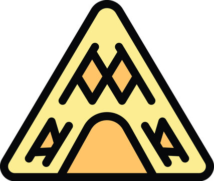 recommend clip art: Simple vector icon of a camping tent with its entrance closed, perfect for representing summer camp