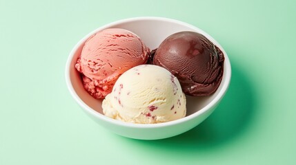 Three Scoops of Ice Cream in a Bowl