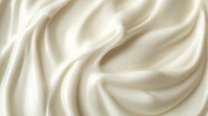 Obraz premium closeup of creamy white vanilla yogurt smooth texture and subtle swirls captured in high detail clean appetizing presentation perfect for food photography or advertising