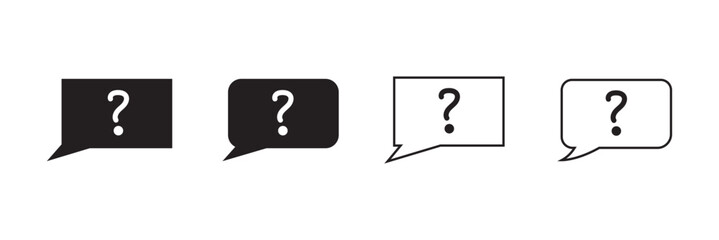 Question mark icon set. Bubble question icon, FAQ questions symbol on a white background.