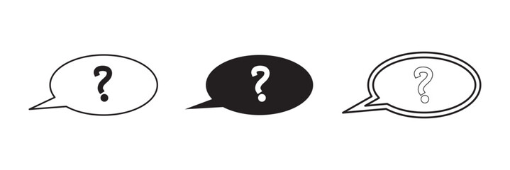 Question mark in a speech bubble icon set, vector illustration on white background