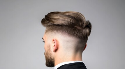 Fototapeta premium Stylish Men's Haircut with Fade and Volume