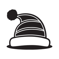 Minimalistic christmas hat silhouette vector art on white background