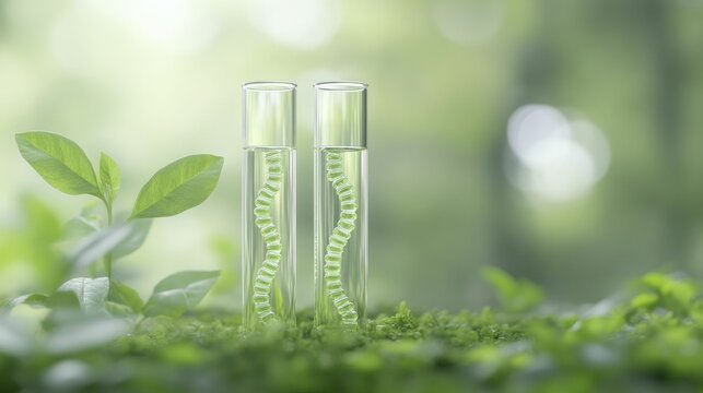Environmental DNA Analysis, eDNA sampling kit, set against a natural environment background, 3D illustration
