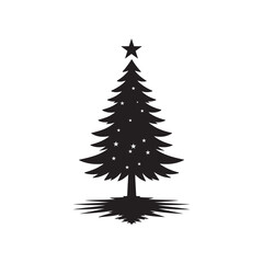 Hand drawn christmas tree silhouette art on white background vector