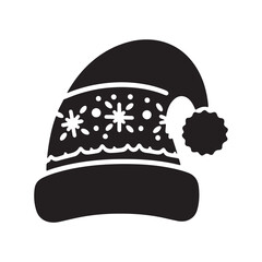 Minimalistic christmas hat silhouette vector art on white background