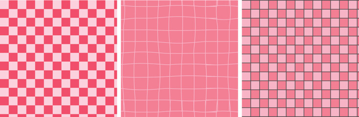 Groovy lovely backgrounds. square concept. Funky pattern and texture in trendy retro 60s 70s cartoon style. Vector seamless pattern in pink red colors.