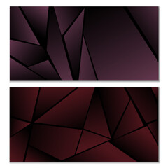 Abstract polygonal pattern. Set of two dark gradient polygonal backgrounds. Background design, cover, postcard, banner, wallpaper