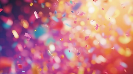 joyous celebration with explosion of colorful confetti blurred background conveying movement and excitement vibrant party atmosphere with dynamic composition