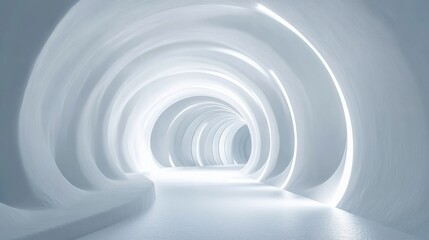 Futuristic White Corridor with Sleek Design