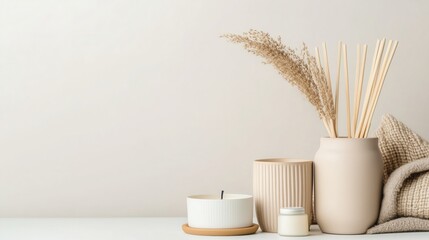 A collection of aroma sticks and candles adds elegance to a calming atmosphere