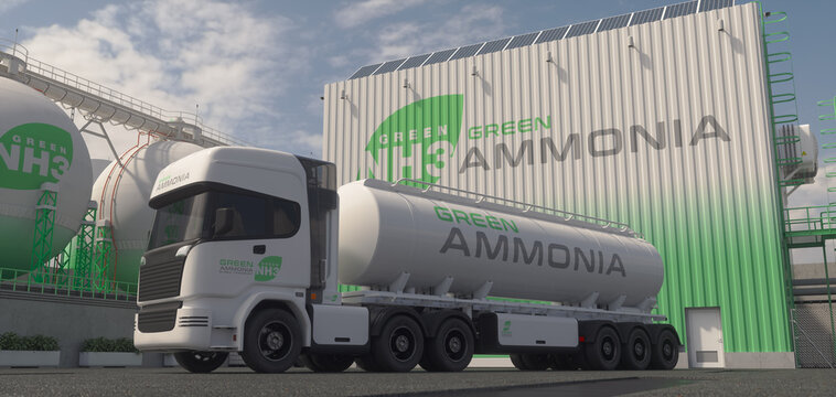 Green ammonia generating plant. Realistic 3D render.