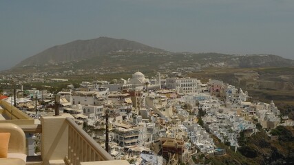 Fototapeta premium Panoramic view of Fira town, the capital of Santorini island