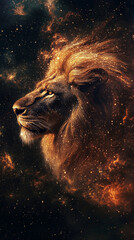 lion in the night sky
