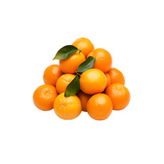  Citrus Fruits - Clementine. A pile of Clementines with one slightly separated from the others, isolated on transparent backdrop.