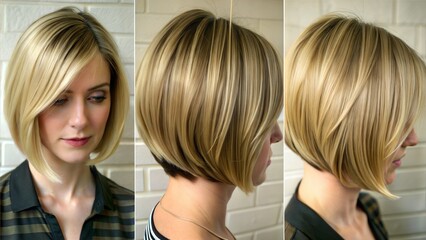 Fototapeta premium Tucked Bob haircut, Short hair
