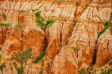 Red rocky slopes Rapa Rosie is a protected geological and floristic reservation area near Sebes alba in Romania