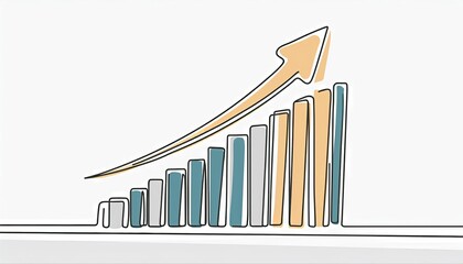 Single one line drawing of increasing profit business graph data. Business financial market