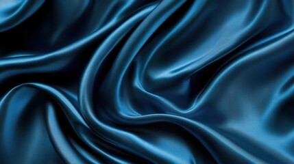 Obraz premium luxurious blue satin fabric draped in elegant folds creating a sumptuous background with rich texture and subtle sheen