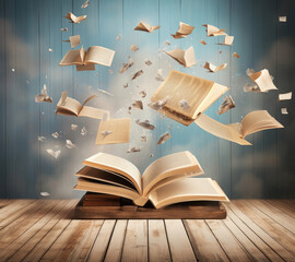 Open Book With Flying Pages: A Magical Journey Through Literature