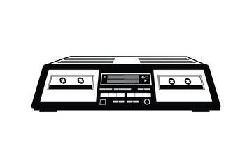 Radio-cassette deck boombox, classic compact cassette player with loudspeaker for retro music lovers