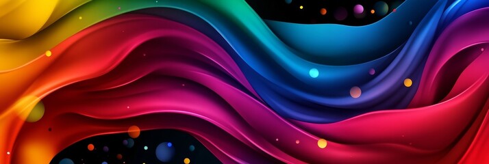 Vibrant rainbow wave pattern, symbolizing LGBTQ pride, diversity, unity, celebration, and love.