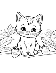 cat with strawberry