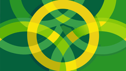 Obraz premium Background of Interlocking Circles in Green and Yellow, Background for website, presentation