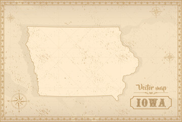 Fototapeta premium Map of Iowa in the old style, brown graphics in retro fantasy style