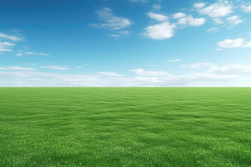 Expansive Green Field Under a Blue Sky - Nature Landscape Photography