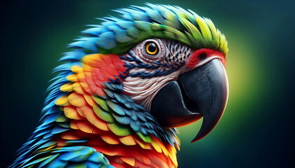 Colorful Parrot , detailed and realistic , Rainbow , Poster for Home Decor, T-Shirt Design, Music Cover Art, Wallpaper , and Art Background
